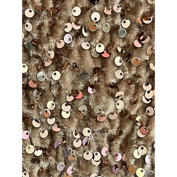 Miss Ord Mocha Sequin Velvet Square Neck Sleeveless Maxi Formal Dress Sz M - Picture 5 of 9